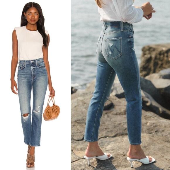 Mother Superior Denim High Waisted Rider Far Beyond the Sky Straight Jeans 28 - Picture 2 of 9